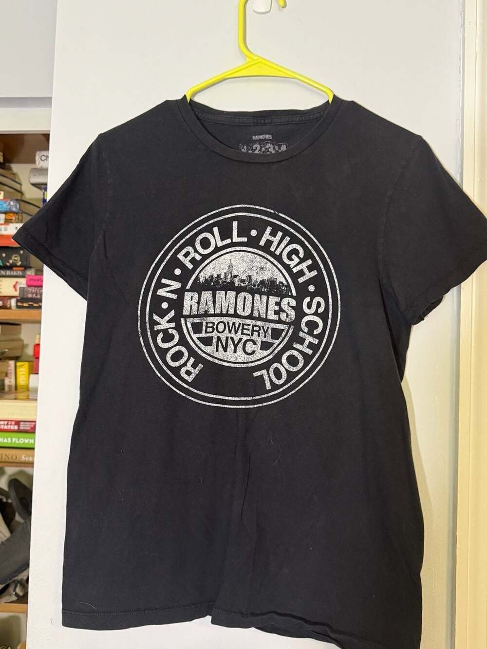Ramones Rock N Roll High School Bowery NYC Black T-Shirt